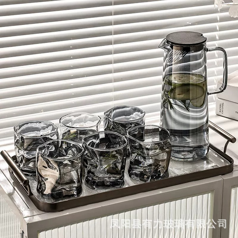 厂家批发耐高温玻璃冷水壶高硼硅喝水杯家用水具套装凉水壶大容量