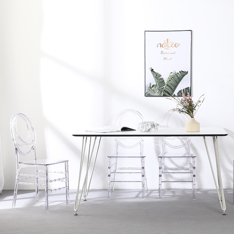 Starlight internet-famous crystal bamboo joint chair, plastic PC transparent acrylic wedding hall theme banquet hall wedding outdoor dining chair Specification image