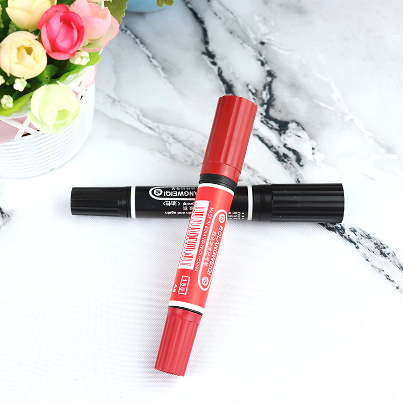 Double-headed marker pens, black and red large-headed pens, office stationery, marker pens, wholesale of general merchandise