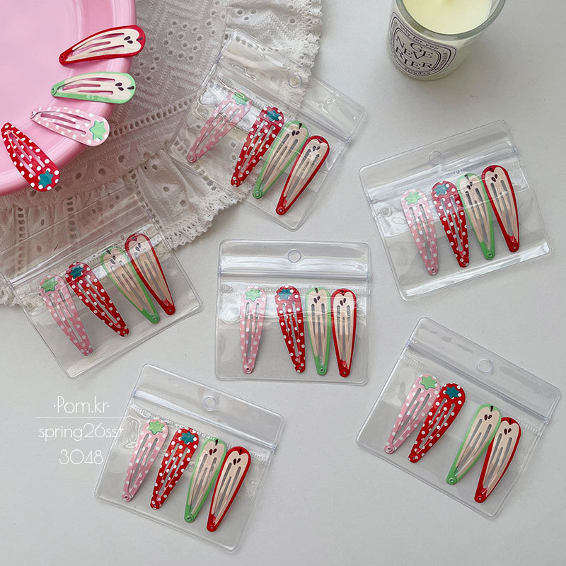 Spring Korean-style cute frue-themed baby clips, 5cm, children's and babies' playful forehead hair break-up clips, double-set hair clips details Picture