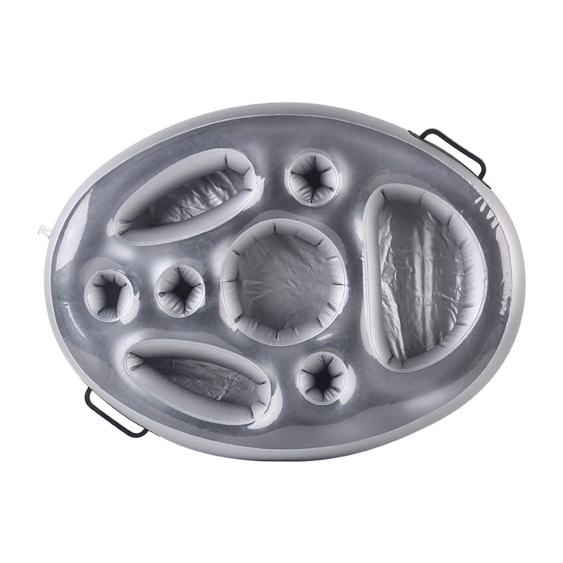 PVC inflatable drink cup holder with handle, mobile phone, water inflatable ice bar, swimming pool party, multi-hole dinner plate tray, summer toys, outdoor camping Item Picture