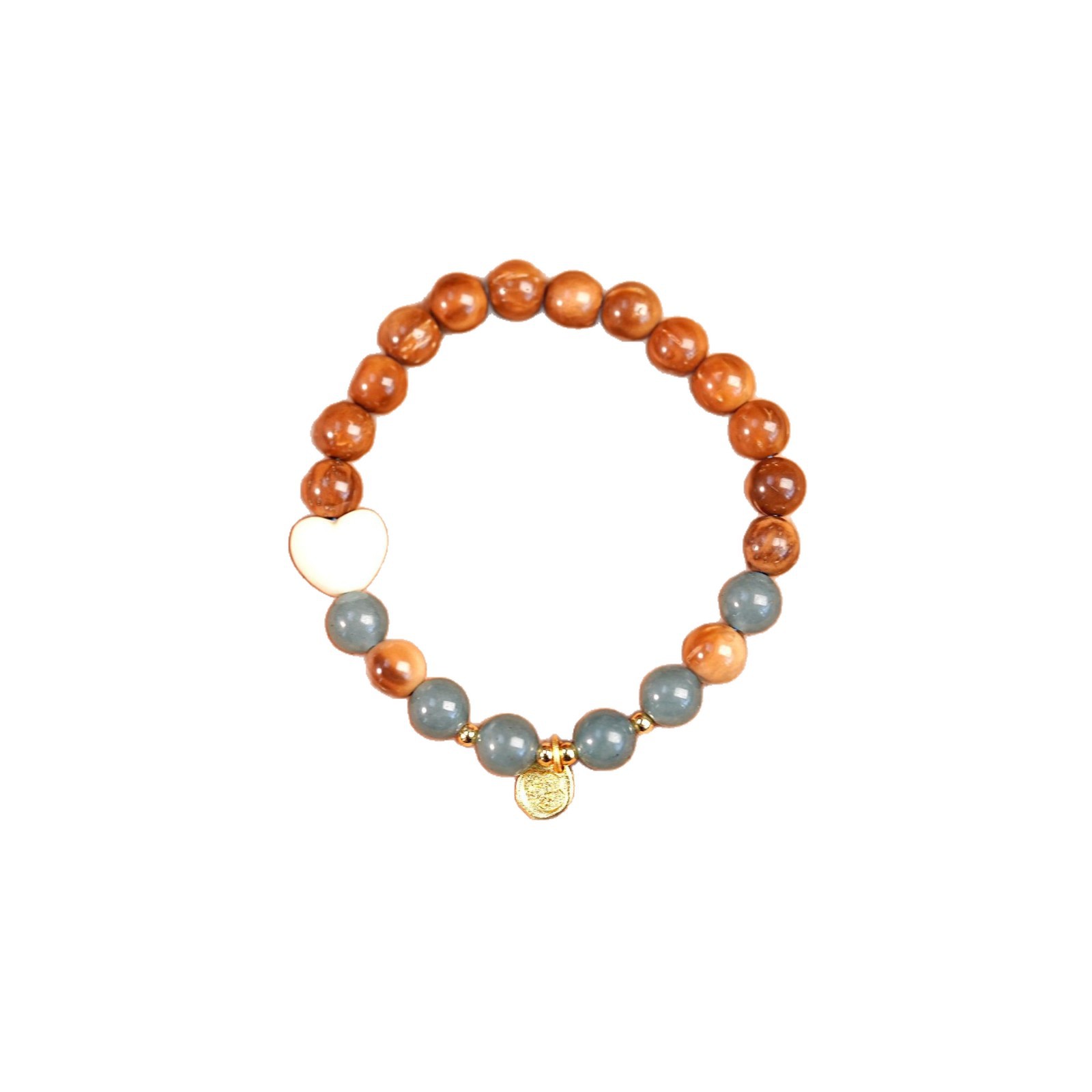 Natural passion green sandalwood agate beaded bracelet, new Chinese-style retro collectible bracelet, fashionable and versatile men's and women's accessories Item Picture