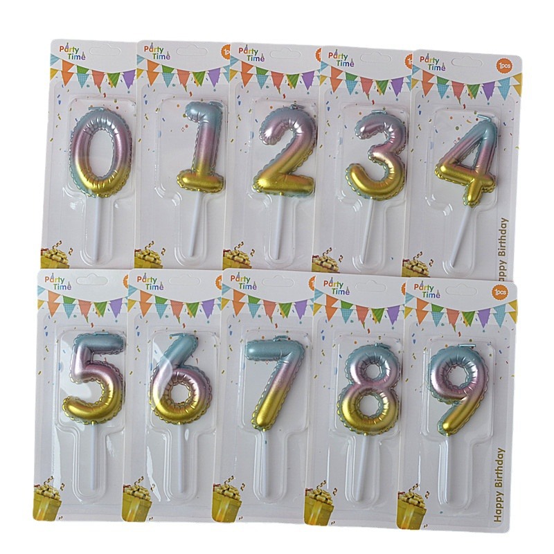 Gold-plated balloon digital birthday candles, gradient color blocking, dreamy starry sky, golden dots, creative digital cake, wishing candles Item Picture