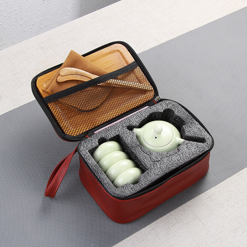 Kung Fu tea set, Ding kiln matte Xi Shi teapot, portable gift box, tea set, office gift, ceramic wholesale and customization