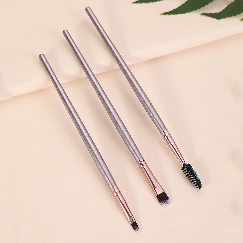 3-piece eye brush sleeve brush in stock wholesale, eyeshadow brush, lip brush, eyelash curl, wooden handle sleeve brush factory direct sales details Picture