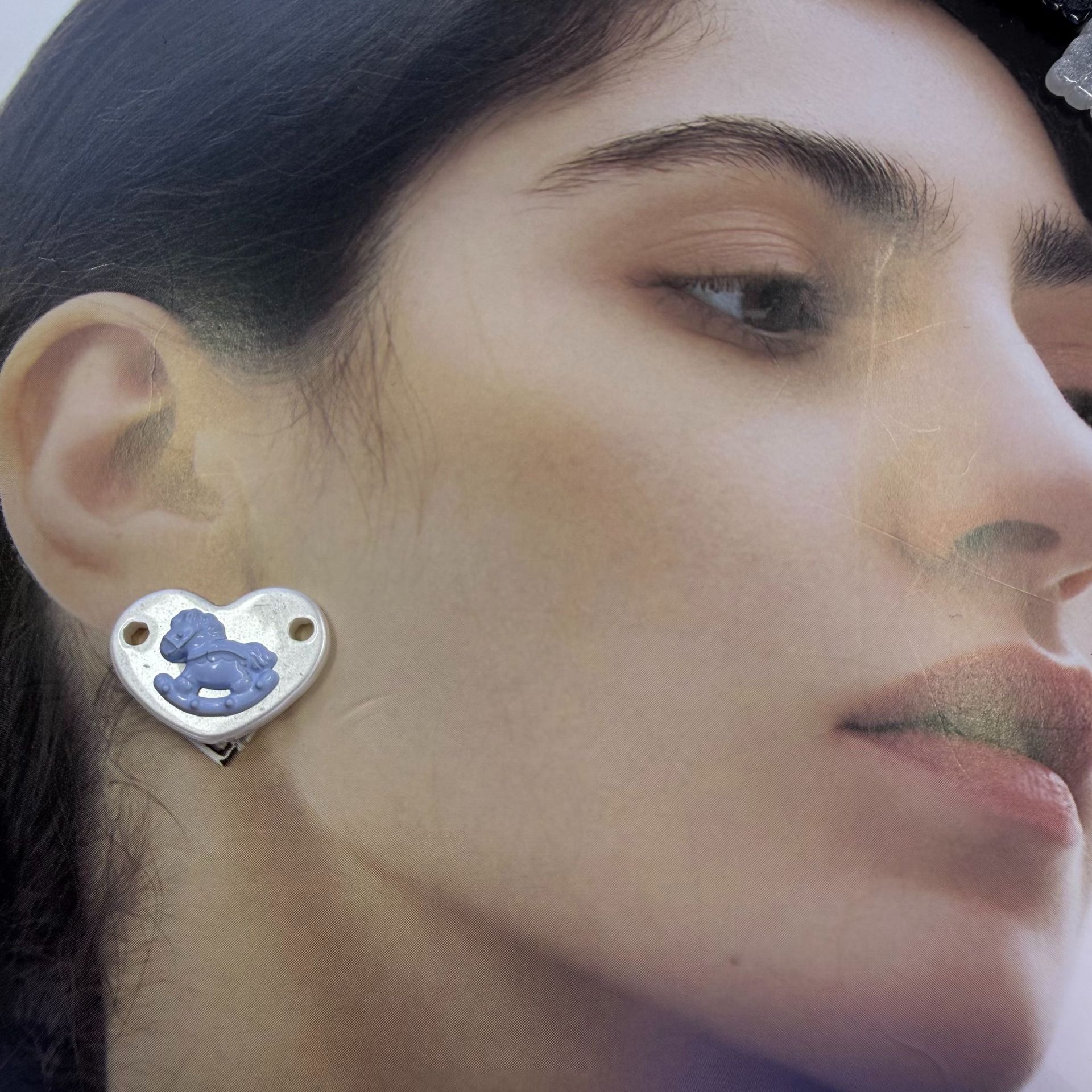 心形珍珠仿贝树脂金属组合小马标牌爱心摇摇马衣标毛衣开衫装饰扣