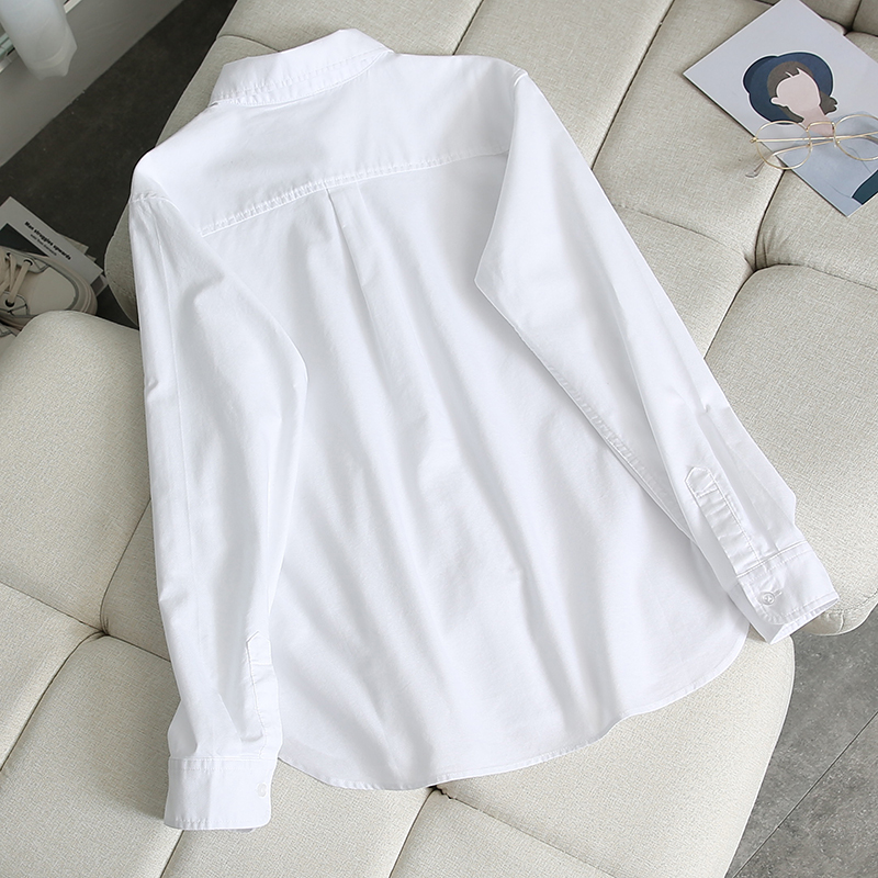 Pure cotton shirt for women's early spring 2025, loose Korean-style casual outerwear, French-style top, long-sleeved versatile shirt Specification drawing