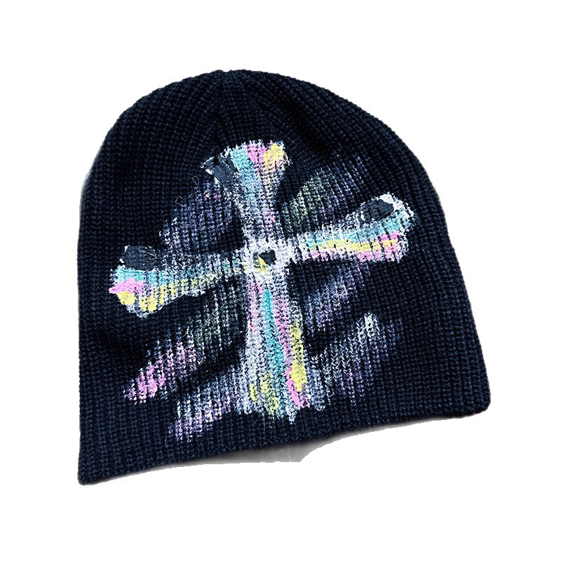 Korean agent purchase Dongdaemun autumn and winter new American retro cross knitted hat women's face-enhancing small woolen hat Item Picture