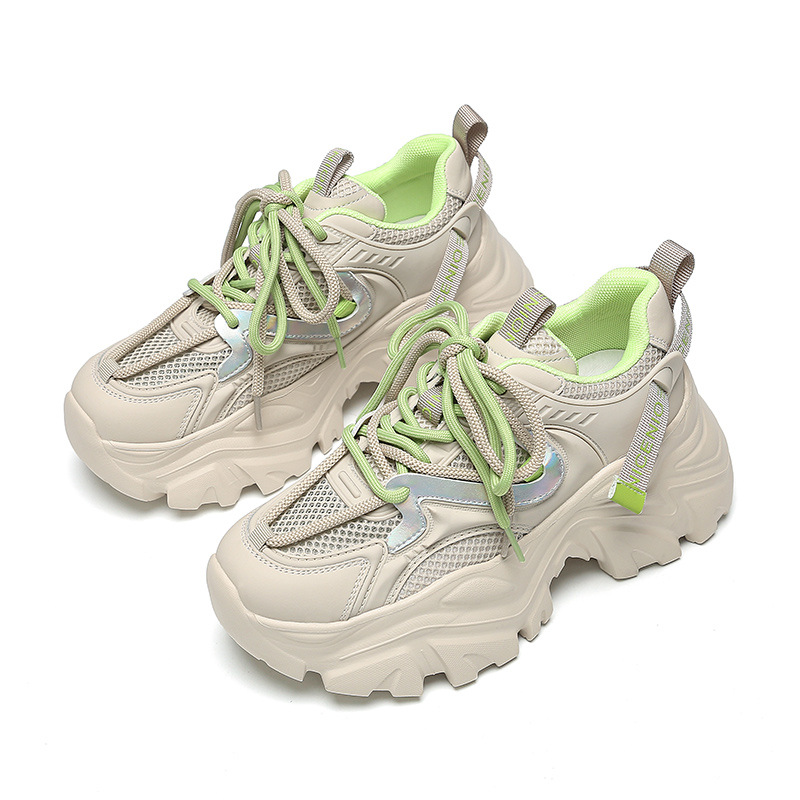 New spring shoes: thick-soled women's shoes, versatile height-increasing shoes, anti-slip, breathable, lightweight dad shoes, mesh sports shoes for women Item Picture