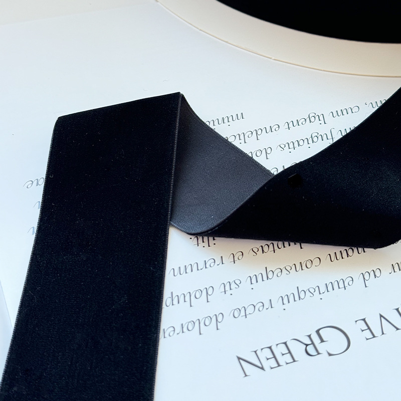 黑色单面植绒带天鹅绒丝绒织带 发饰蝴蝶结服装丝带圣诞节装饰带细节图