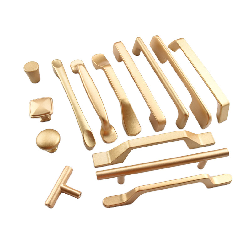 Golden handle, cabinet and wardrobe, aluminum alloy handle, Nordic solid and simple drawer, shoe cabinet, door handle, hardware single hole Item Picture