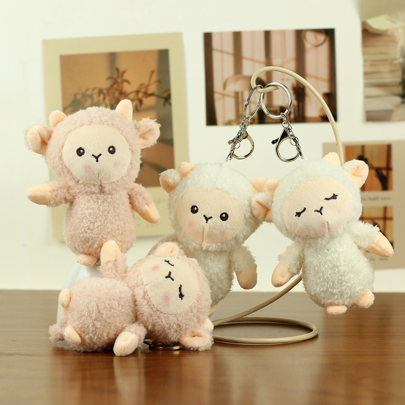 Cute little sheep plush toy pendant, muddled sheep bag pendant, keychain figurine, schoolbag pendant, little sheep Specification image