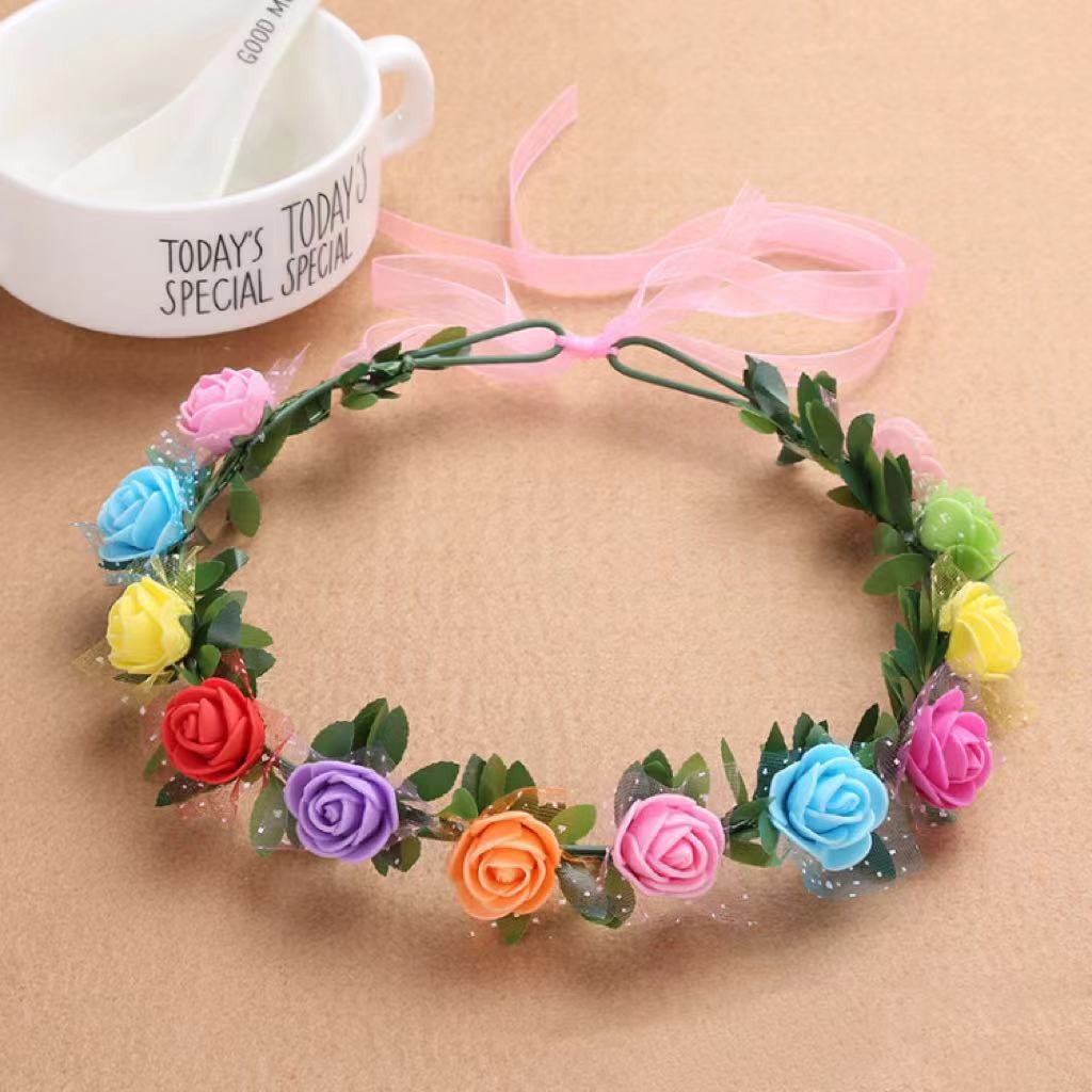 Hot-selling cross-border bestsellers of Forest girls, crown flower garlands, hair bands, bride headwear, tourist attractions, photography, street stalls, wholesale of hair bands Specification image