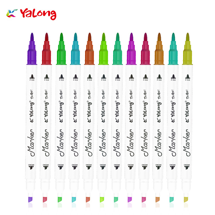 Yalong's new colored drawing pens 12/18/24-color set of double-pointed art student and children's watercolor pens and markers