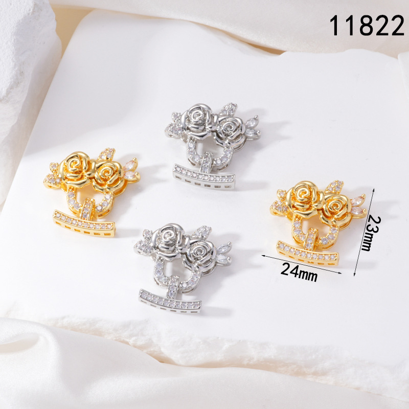Pearl necklace buckle, flower micro-inlaid zircon, retro handcrafted end buckle, connecting buckle, mother-and-child buckle, sweater chain diy matching