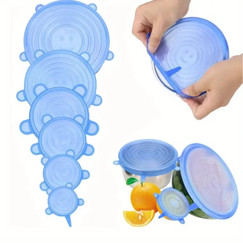 Silicone food preservation cover six-piece set, food-grade silicone cover, universal food preservation cover, round universal sealing bowl cover Item Picture