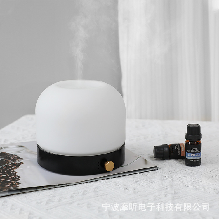 Aleación de aluminio negro aromaterapia máquina humidificador de aceite esencial perilla de gran capacidad luz cálida temporizador difusor de aroma estilo nórdico