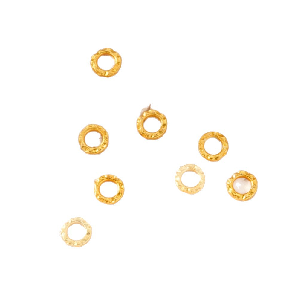 New ancient-style sand gold circular ring with concave dot spacers and beads, high-end DIY bracelet and necklace accessories Item Picture
