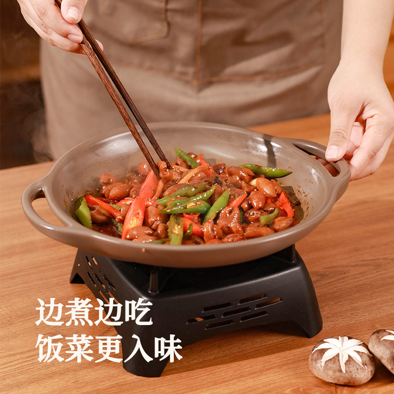 Tao Bao Wang French Fuxing Dry Pot Ceramic Open Flame Restaurant Special thickened pot, alcohol dry pot, pot ware, clay pot Specification image