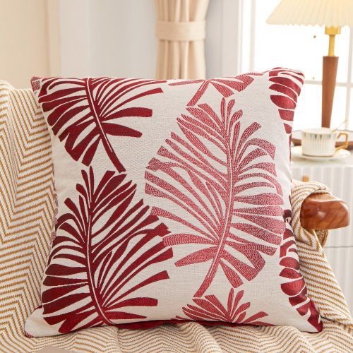 Simple linen, large leaf jacquard fabric, pillowcase, cushion, fabric sofa, pillow, living room, office Specification image