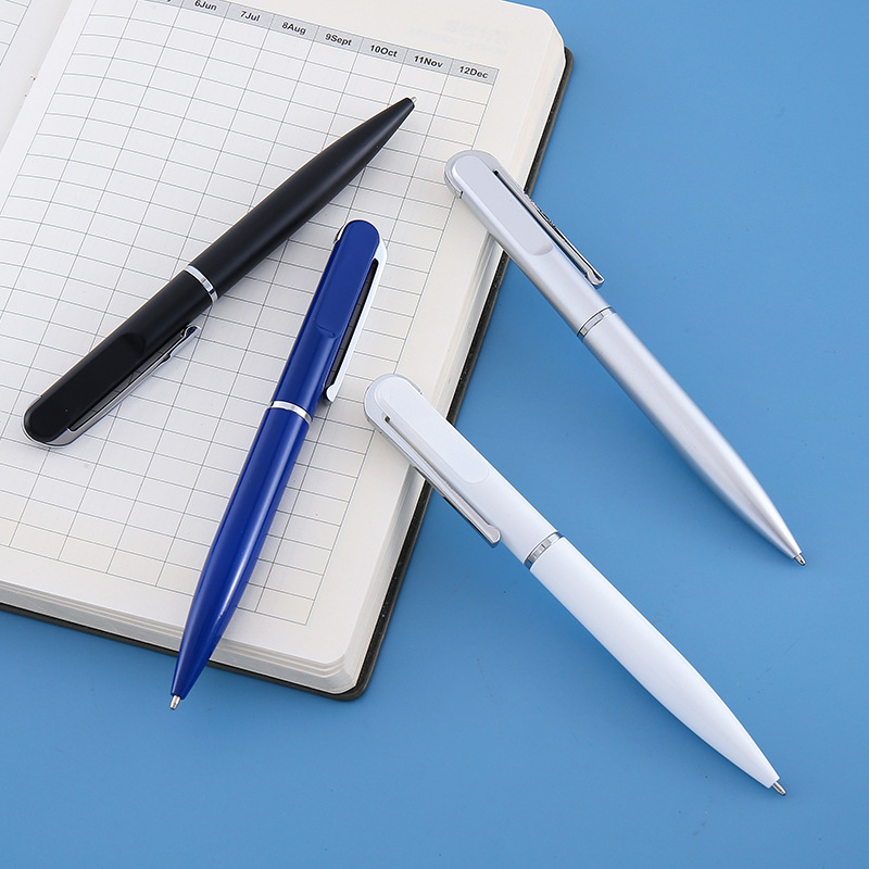 Business flat rod ballpoint pen, flat tip metal ballpoint pen, rotating spray glue advertising gift pen Application Scenario