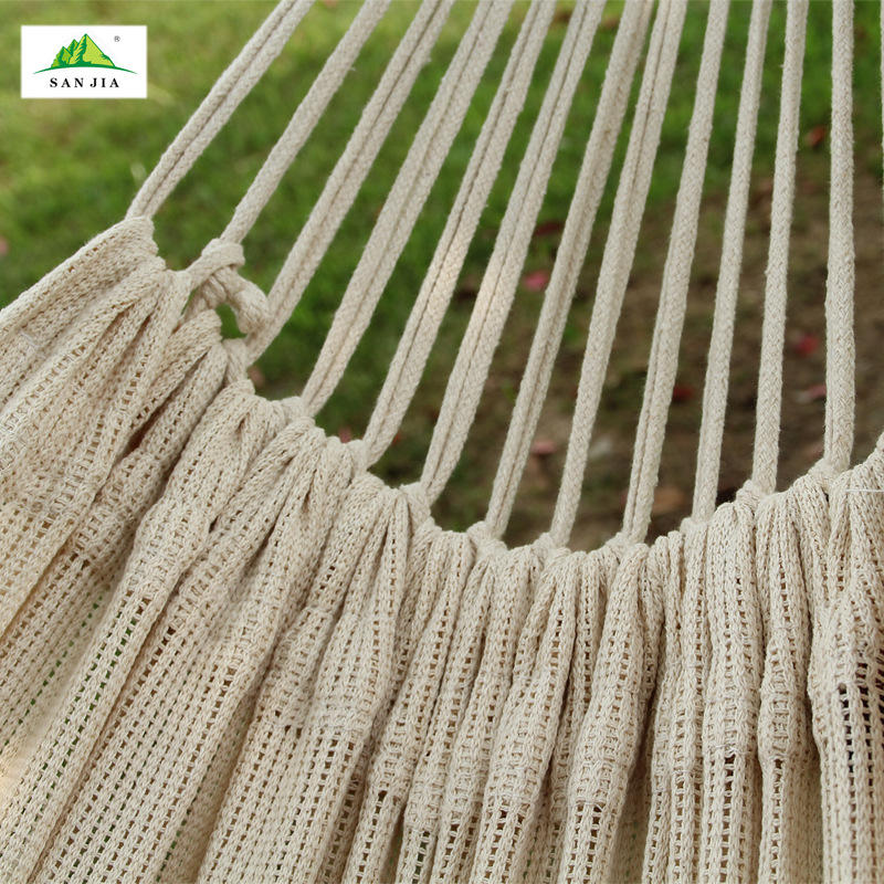 Leisure outdoor hammock, thickened cotton mesh hammock, natural white double hammock, wholesale for export, swing bed wholesale Specification image