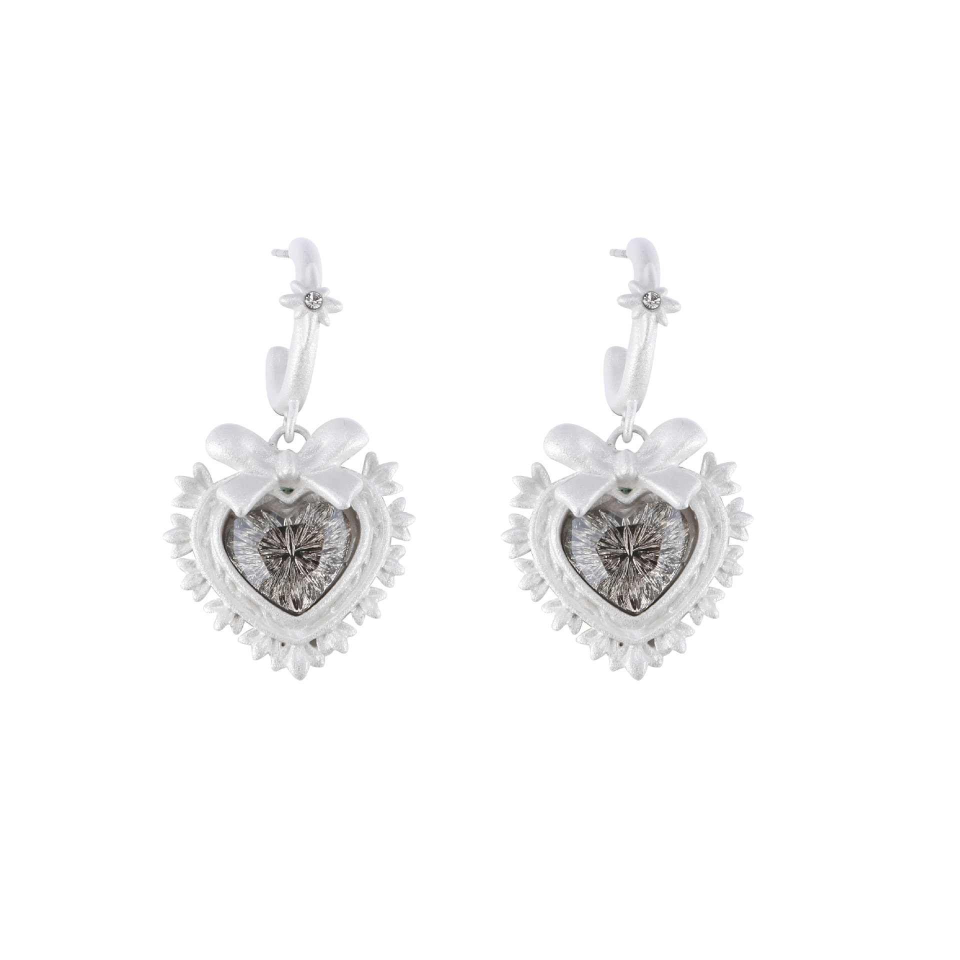 【 Customized 】 Bow Heart Series Earrings for women, original design sense, niche and unique stud earrings, high-end ear accessories Item Picture