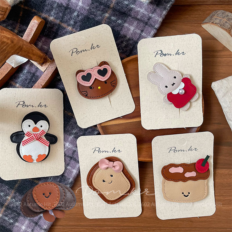 Nueva versión coreana de dibujos animados cortex hairclip cute niños lateral de pelo roto flequillo mano hacer broche clip chica peluquería cortex moe broche de pelo de dibujos animados pan pingüino conejo forma chica linda todos los días personalidad tiara Specification image