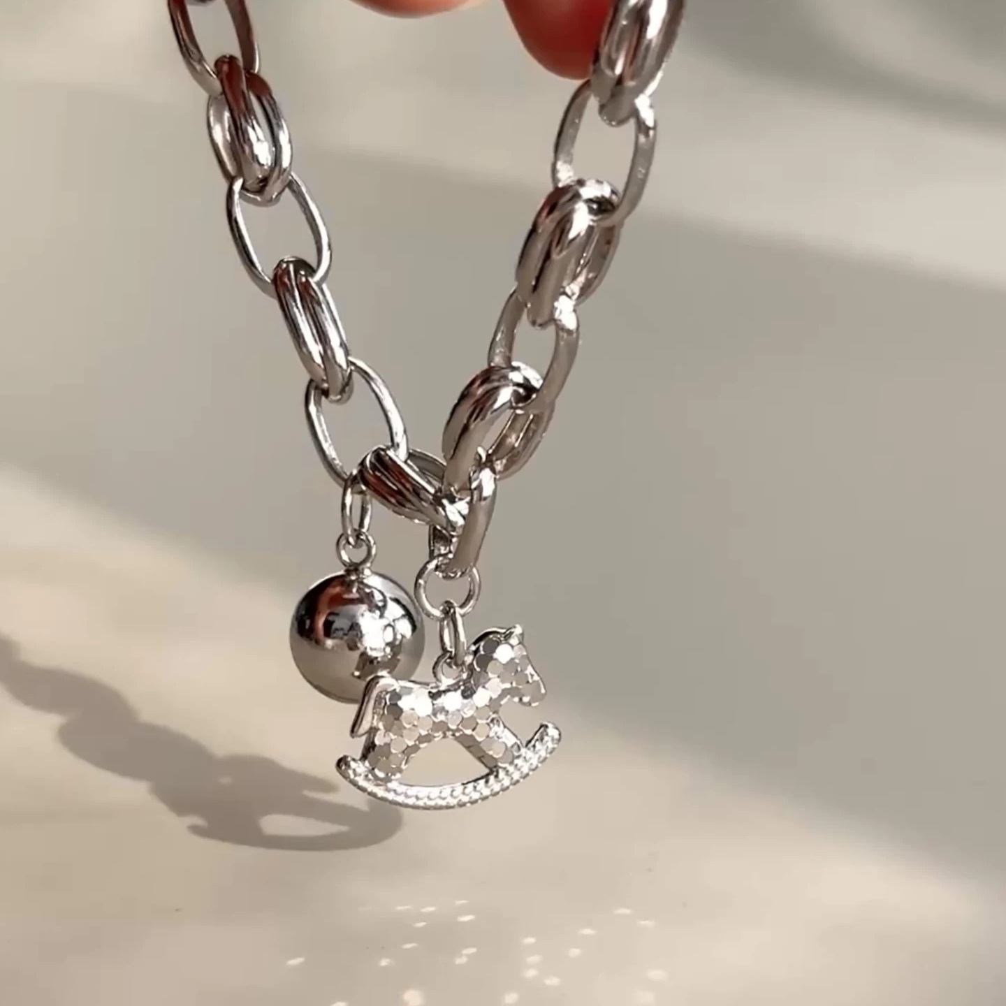 This all-body S925 sterling silver 12.3 crushed ice wooden horse bracelet is a niche design for women. It's a light luxury and high-end gift that will make you rich right away Application Scenario