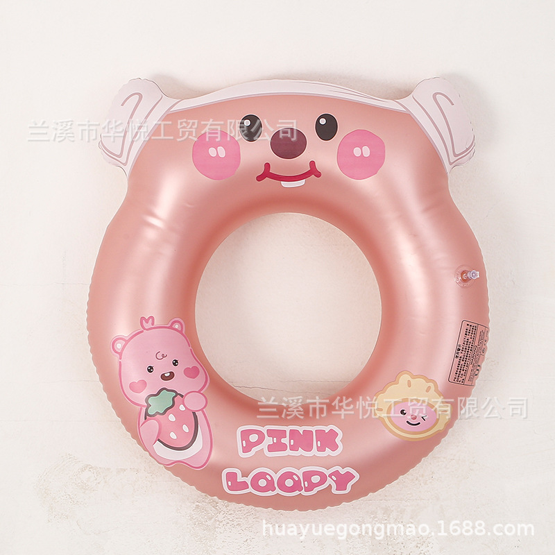 Wholesale of 3D cartoon swimming rings, thickened eco-friendly PVC children's printed inflatable swimming rings for pigs under their armpits Item Picture