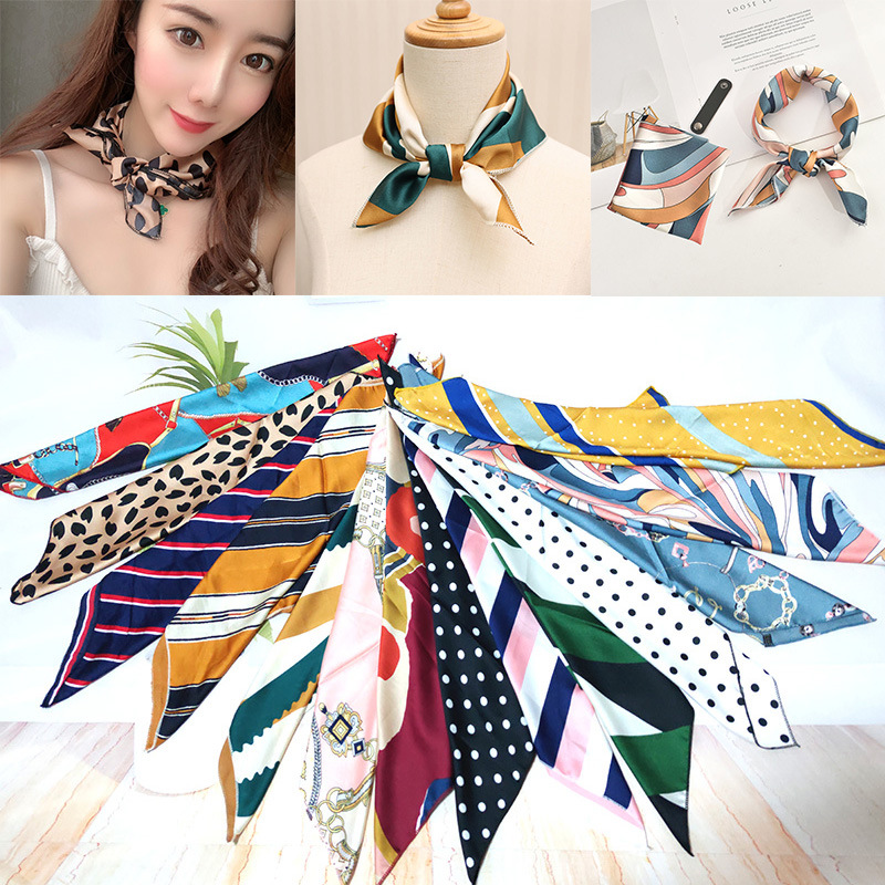 50 small square scarves, soft girl silk scarves, Korean-style scarves for women, versatile professional flight attendant neckerchiefs, versatile decorative bags, headscarves Specification drawing