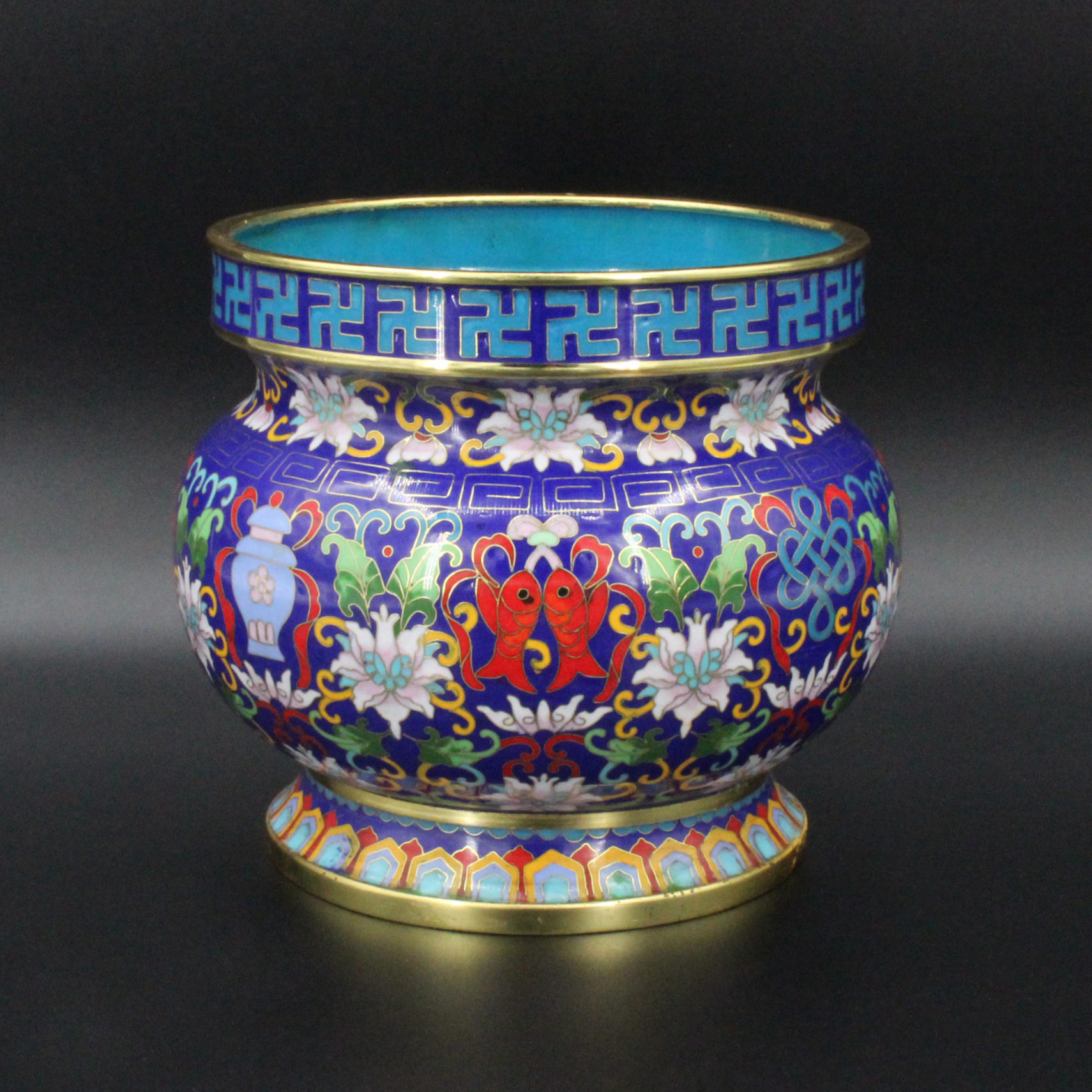 Beijing Cloisonne vintage collectibles traditional copper body cloisonne enamel polished 8-inch auspicious eight-treasure incense burner Specification image
