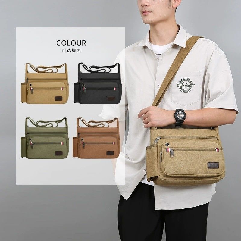 New tool kits, labor protection bags, wear-resistant construction site single-shoulder crossbody bags, large-capacity travel bags, canvas bags, men's bags, fashionable Specification image