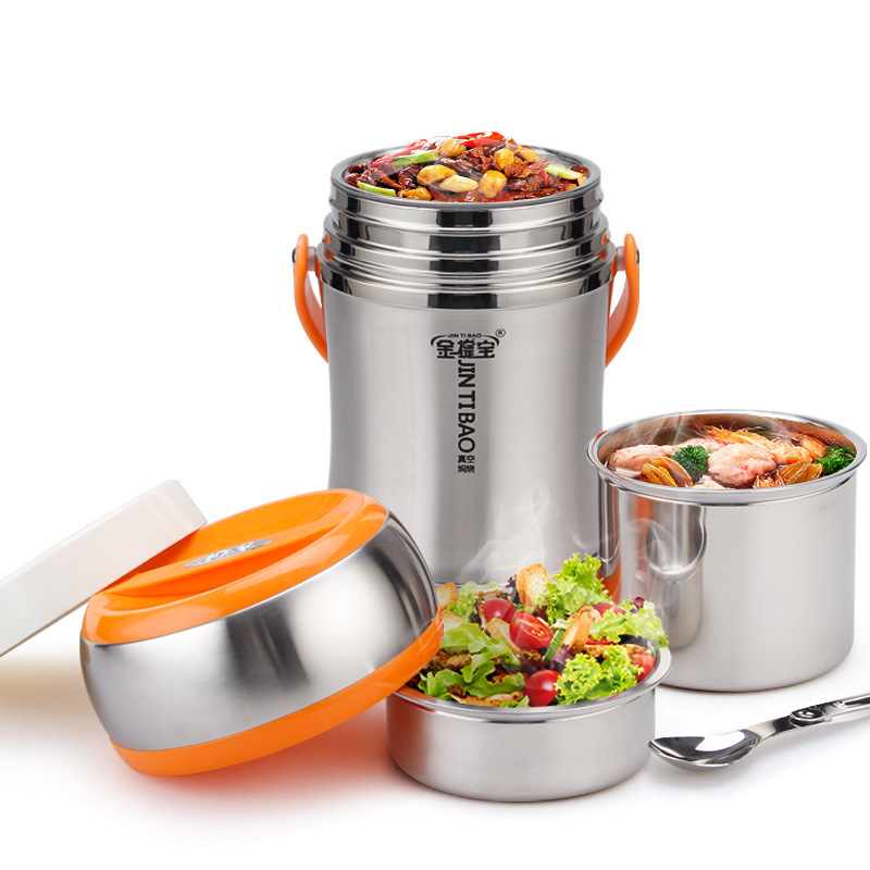 304 stainless steel vacuum insulated lunch box, large-capacity pot, three-layer and multi-layer rice bucket, student lunch box tableware details Picture