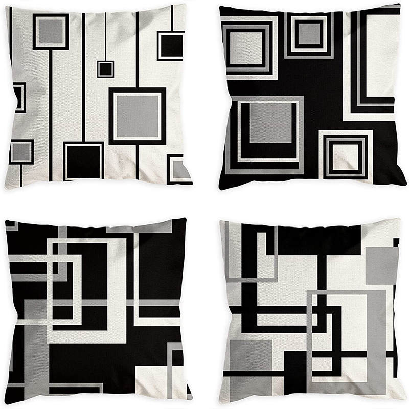 Amazon Cross-border's new black and white abstract line simple cushion cover for living room and office sofa linen pillowcase Application Scenario