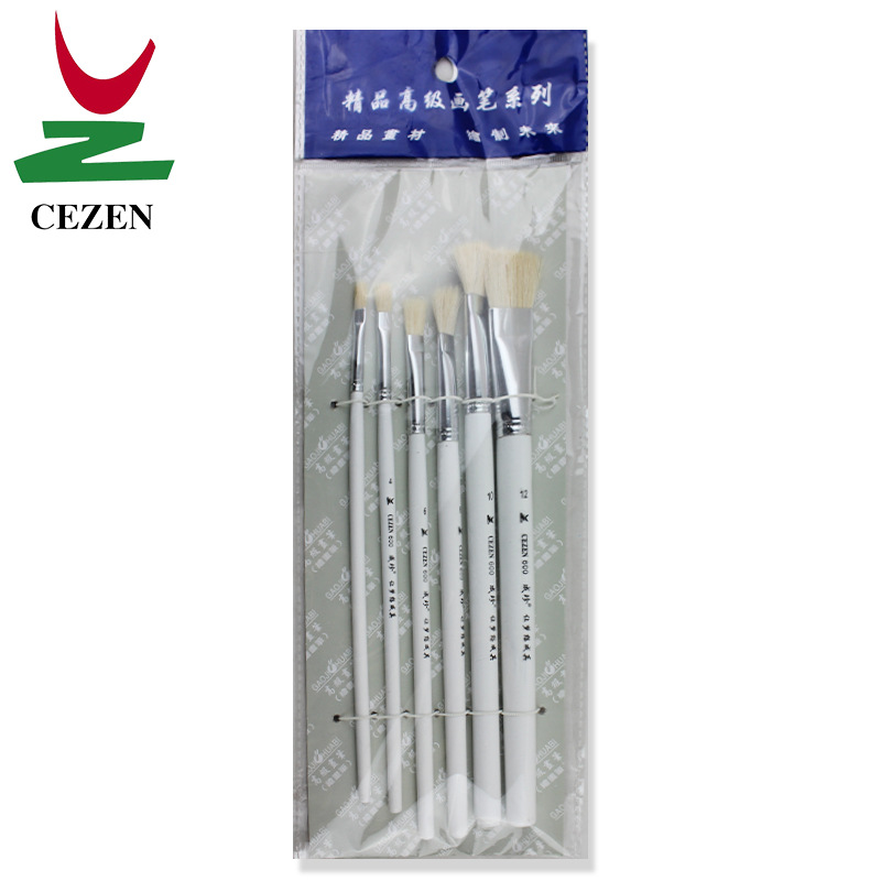 Factory direct sales of 6-piece set of white-tipped, fine-hair, watercolor and gouache brushes, specially designed for art painting Item Picture