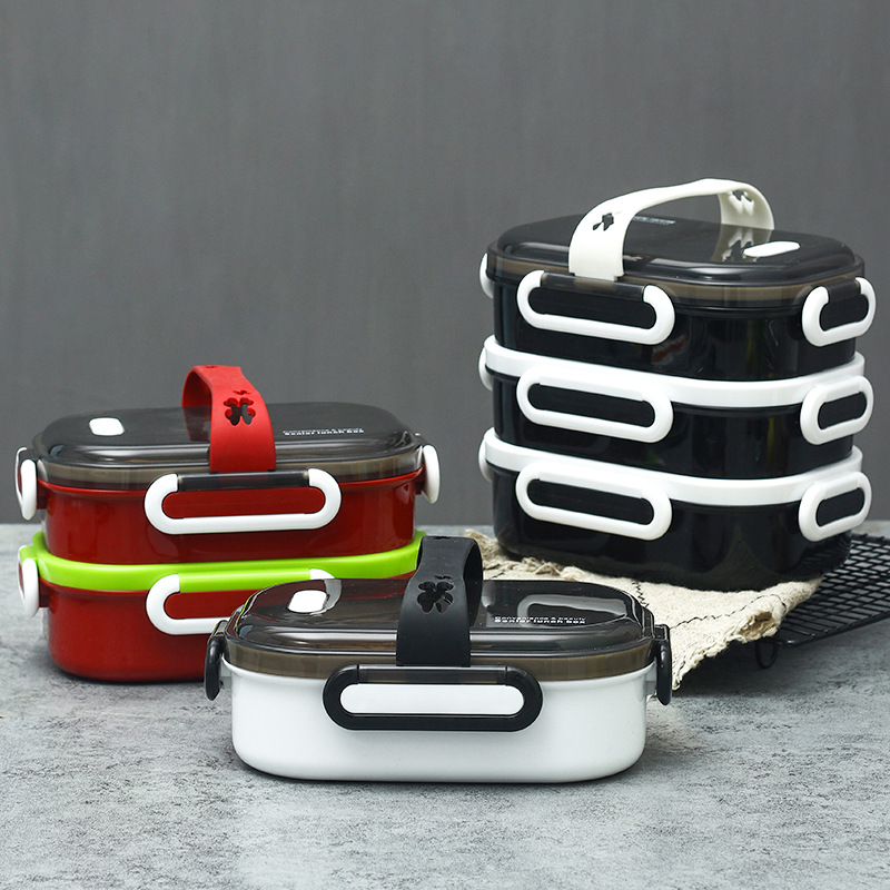 便当盒不锈钢304保温饭盒创意餐具学生食堂餐盒套装方形分层食格