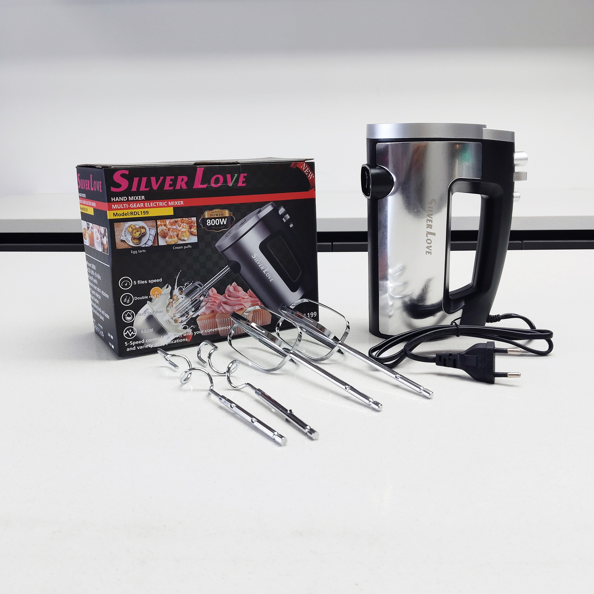 Cross-border foreign trade wholesale stainless steel egg beater, electric high-power handheld mixer, cream whipping and baking noodles z209 details Picture