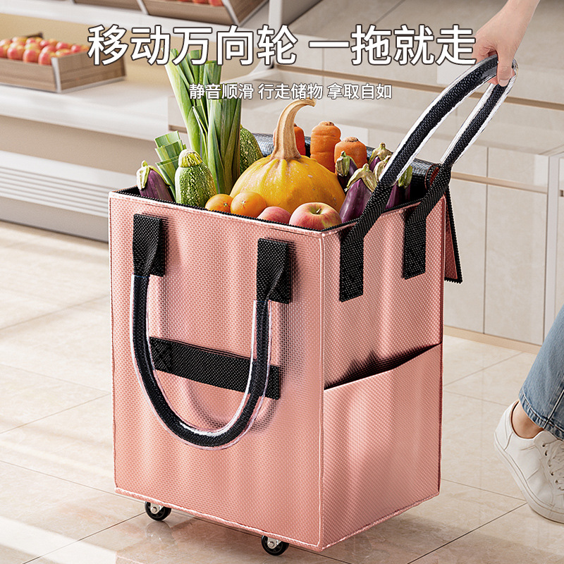 轮滑式购物袋长手提折叠收纳袋拖轮行李户外出差旅行购物拉车袋细节图