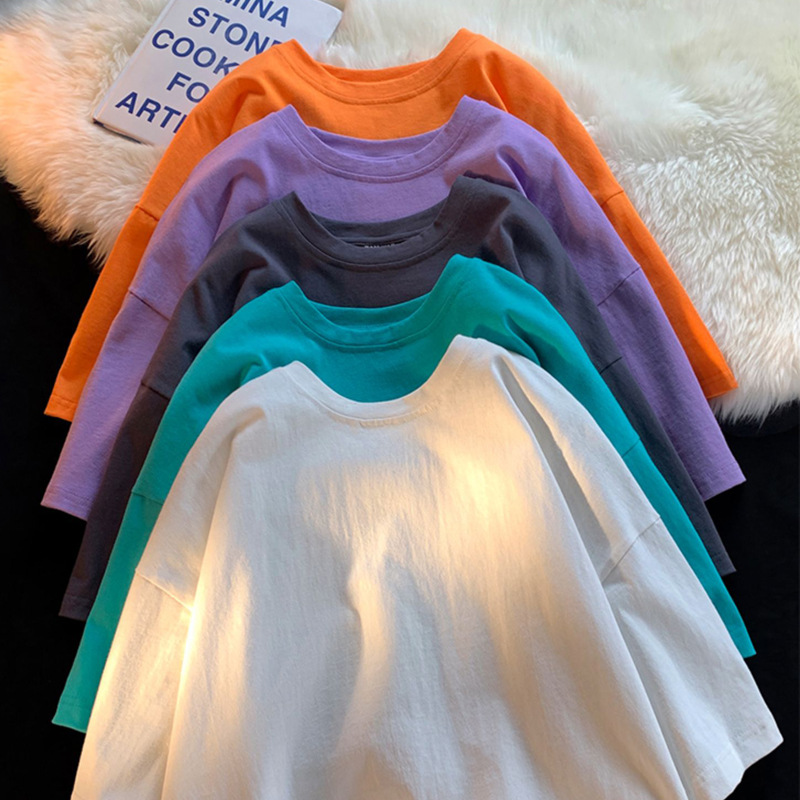 2003 Upgraded 100% pure cotton short-sleeved T-shirt for men and women, a basic solid white T-shirt base layer for summer full figure