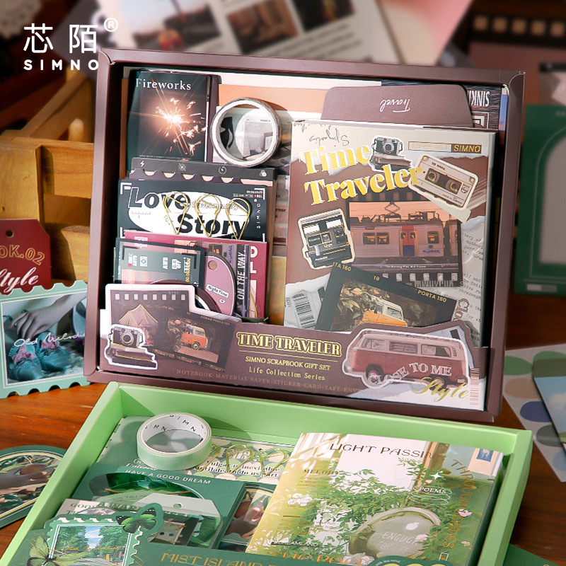 Xinmo Cross-border Bestseller Warm Mail, high appearance level, healing forest-themed green plants, artistic and fresh, INS style planner material set box Specification image