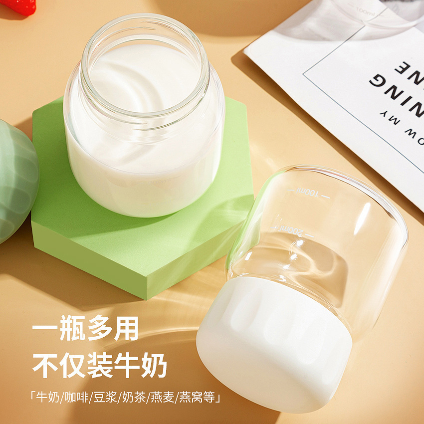 Glass chubby cup, shaker cup, gift milk cup, student Internet celebrity, portable, small and mini heat-resistant, casual cup details Picture