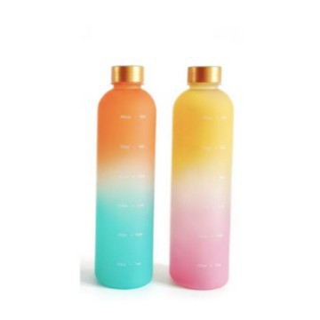 Rose gold stainless steel cap small-mouthed bottle for export, spray-painted water cup, gradient water cup, 1L space cup with LOGO printing Specification image