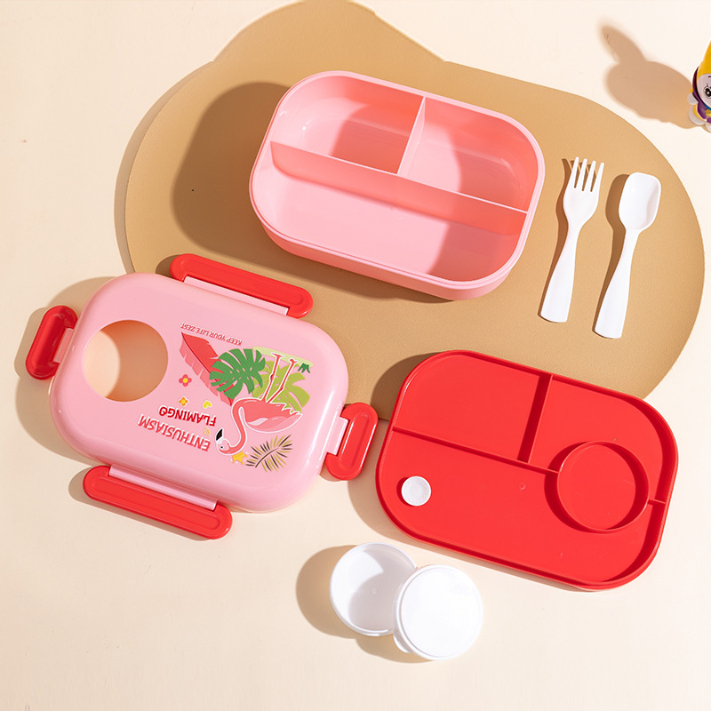 万福热卖饭盒可进微波炉便当盒儿童卡通独角兽小学生大容量分格餐产品图