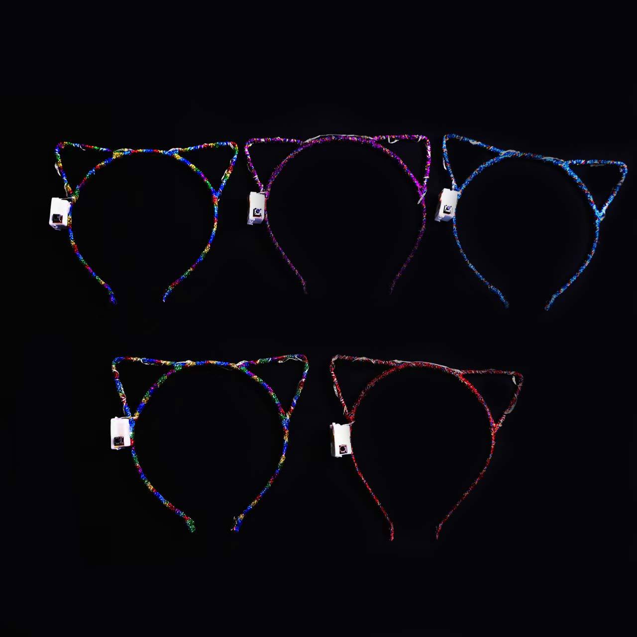 Luminous headbands, night market cat ear headbands, glittering flower garlands, hair accessories, adult and children's night market stalls, luminous toys Specification image