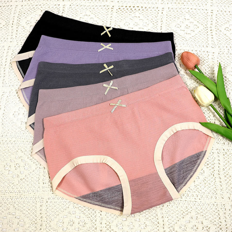 外贸无缝无痕女士内裤少女式中腰透气蝴蝶结性感舒适女生内裤批发细节图