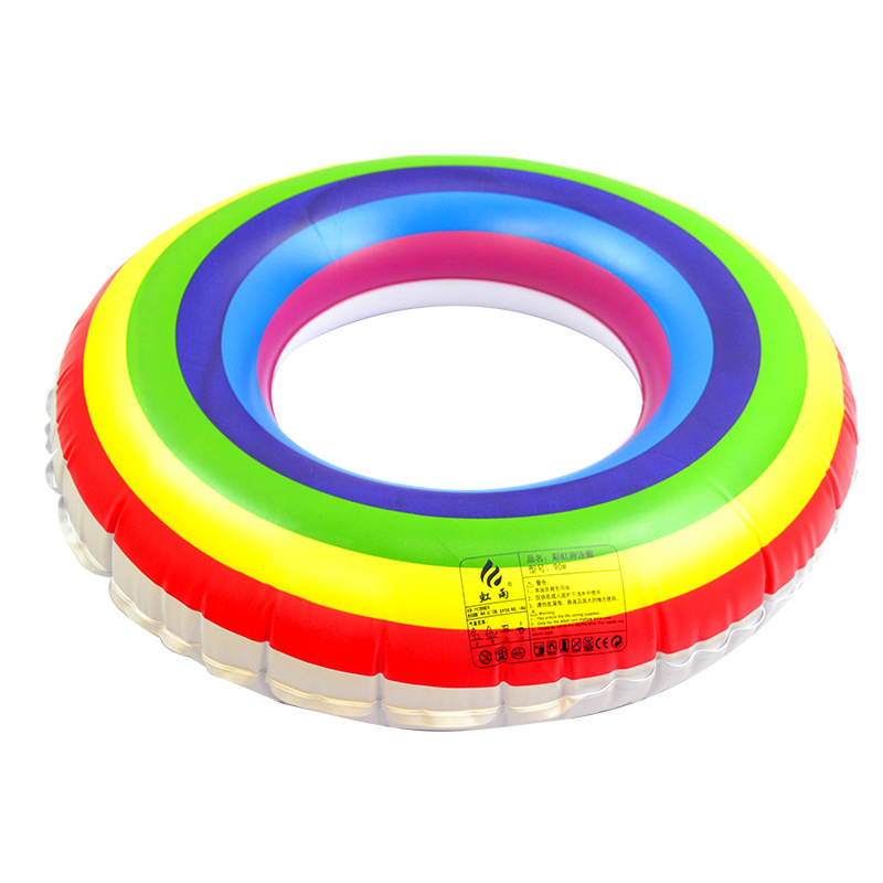 Wholesale thickened life buozes, inflatable children's striped underarm rings, pvc adult rainbow swimming rings for export Item Picture