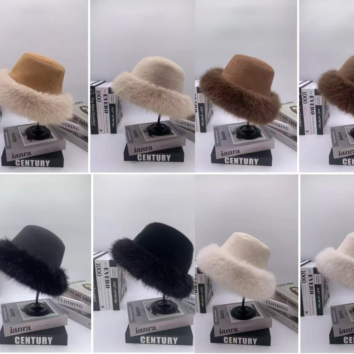 The designer's faux fur hat is thick and warm for women in winter. It's a double-sided fisherman's hat with faux rabbit fur for ear protection and protection against cold and lightning