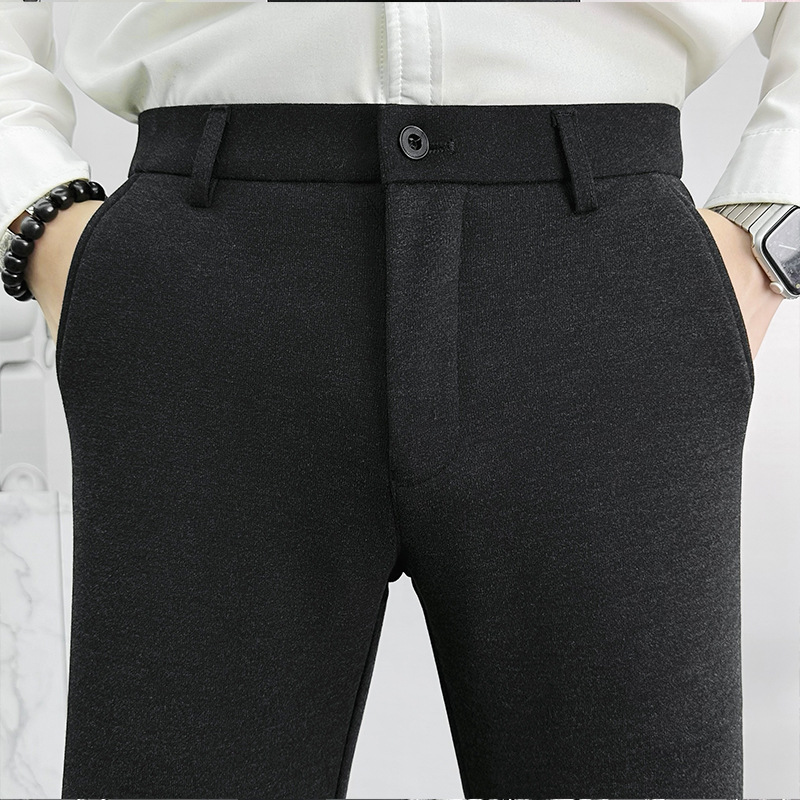 Men's fleece pants, dress pants, winter business casual warm straight-leg pants, long pants worn over them, middle-aged dad outfits Application Scenario