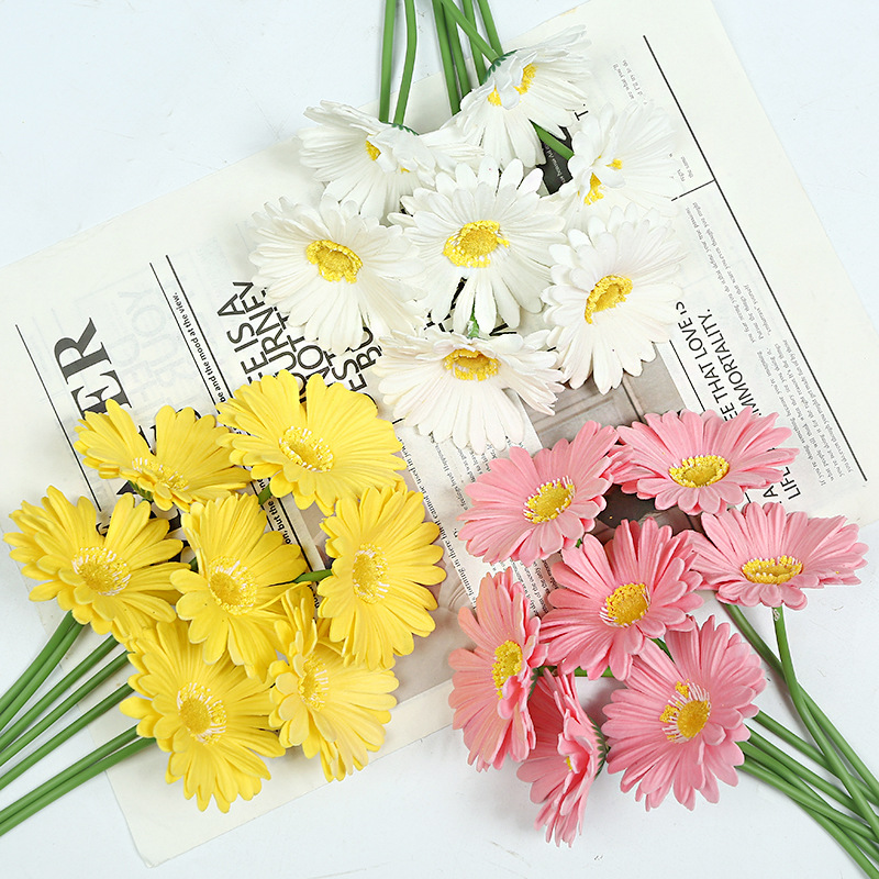 Artificial flowers, PU daisies, chamomile, living room dining table decorations, flower art ornaments, photo props, decorative artificial flowers wholesale Specification image